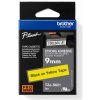páska BROTHER TZS621 čierne písmo, žltá páska extra lepivá ADHESIVE Tape (9mm) (TZES621)