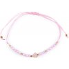 Náramok shamballa srdce a brúsené korálky s AB efektom ružová sv. 1ks