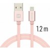 Swissten 71523205 Textile USB / Lightning, 1,2m, růžový