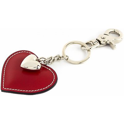 Prívesok na kľúče Kožená v tvare srdca 1253 červená MADE IN ITALY červená