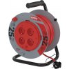 EMOS Predlžovací kábel na bubne 25 m / 4 zásuvky / červený / PVC / 230 V / 1,5 mm2