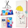Peňaženkové kožené puzdro Drawing na Xiaomi Redmi Note 12S - Umbrella Elephant
