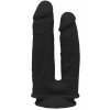 Dream Toys Real Love Double Penetrator Black, termoaktívne silikónové dvojité dildo s prísavkou 19,5 x 4 cm