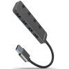 AXAGON HUE-MSA, 4x USB 3.2 Gen 1 SWITCH hub, kovový, micro USB nap. konektor, kábel USB-A 20cm HUE-MSA