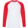 Fruit of the Loom Pánske tričko dlhý rukáv Baseball T White/Red - veľkosť S