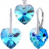 Silvego Strieborná súprava Modré Srdce 14mm so Swarovski® Crystals LSW061S