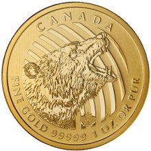 Royal Canadian Mint Zlatá minca Roaring Grizzly Bear Call of the Wild 2016 1 oz