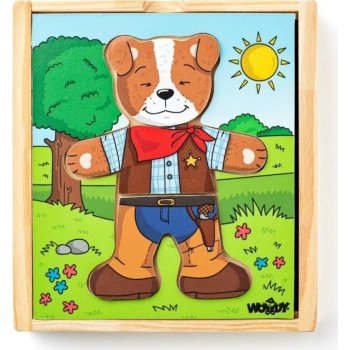 Woody puzzle šatníková skriňa Psík 18 dielov