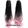 Colík, vrkoč na štipci - vlnitý 55 cm - Ombre štýl - odtieň Black T Light Pink