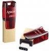 Apacer USB flash disk OTG, USB 3.0, 32GB, AH180, červený, AP32GAH180R-1, USB A / USB C, s otočnou krytkou