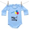 Boodyy Modré body s dlhým rukávom Moje 1. meniny s menom dieťatka Chlapec 74 (6-9 mesiacov)