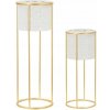 Sada 2 kovových kvetináčov, biely zlatý Ø 17x46 cm a 14x34 cm
