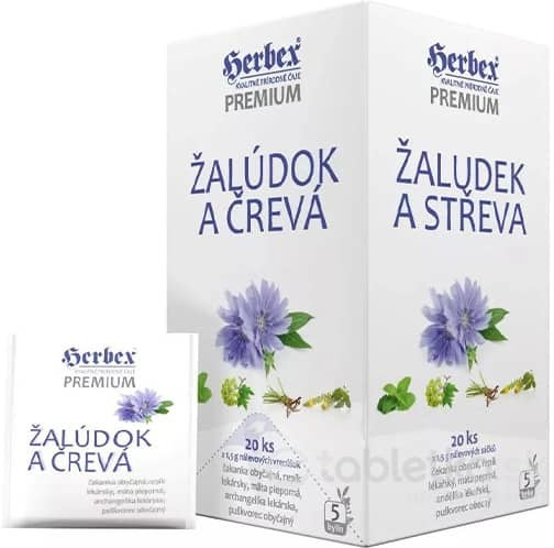 HERBEX Premium ŽALÚDOK A ČREVÁ bylinná zmes čaj 20 x 1,5 g