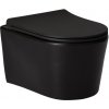 Cerano Puerto, WC misa Rimless 500x350x290 mm + WC doska so spomaľovacím mechanizmom Sedile (čierna lesklá), čierna matná, CER-417854