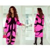Fashionweek Luxusný pletený kabát kardigán zapínanie na gombíky JK HEIDI ružový neón