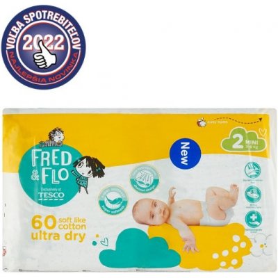 Tesco Fred & Flo Ultra Dry plienky 2 Mini 60 ks