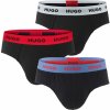 HUGO - slipy 3PACK cotton stretch black with modern blue & red color waist - limitovaná fashion edícia (HUGO BOSS)-XL (99-107 cm)