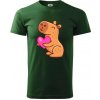 Zamilovaná kapybara - Klasické pánske tričko vyššej gramáže - 4XL ( Fľaškovozelená )