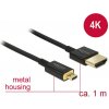 Delock HDMI prepojovací kábel Zástrčka HDMI-A, Zástrčka HDMI Micro-D 1.00 m čierna 84781 4K UHD, pozlátené kontakty HDMI kábel; 84781