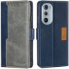 Peňaženkové kožené puzdro Contrast na Motorola Edge 30 Pro - Modrá a šedá