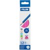 Pastelky MILAN Ergo Grip trojhranné 12 ks, ružová