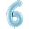 PartyDeco Fóliový balón narodeninové číslo 6 svetlomodrý