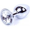 Boss Series Jewellery Silver Plug CLEAR - strieborný análny kolík s drahokamom 7 x 2,7 cm