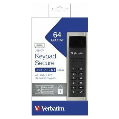 Verbatim Keypad Secure Drive 64 GB / USB C 3.2 Gen 1 / R: 160 MBs / W: 140 MBs (49431)