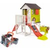 Domček na pilieroch Pilings House Smoby s 1,5 m šmykľavkou zvončekom a záhrada s pracovnou dielňou Black&Decker