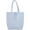 MADE IN ITALY Kožená shopper kabelka 396 nebesky modrá Nebesky modrá