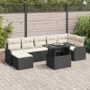 8-dielny set záhradných pohoviek s vankúšmi Čierny polyetylénový ratan