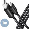 AXAGON BUMM-AM10AB, HQ kábel Micro USB USB-A, 1 m, USB 2.0, 2,4 A, ALU, opletenie, čierny BUMM-AM10AB