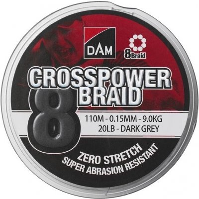DAM šnúra Crosspower 8-Braid Dark Grey 150m 0,17mm 11,3kg