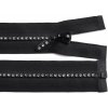 Kosticový zips šírka 4 mm dĺžka 70 cm so štrasovými kamienkami - 1 ks - čierna - 332 čierna