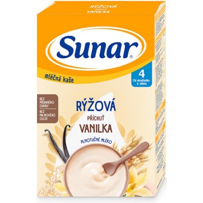 SUNAR Mliečna ryžová kaša vanilková 4m+ 210 g