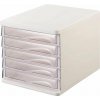 Zásuvkový box na dokumenty, plast, 5 zásuviek, HELIT, biely priehľadný