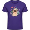 Akciové Gildan Soft-Style Tričko - Motív psíka s kvetinkou - Purple - S - Pánske