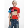 Dámské triko DESIGUAL 25SWTKAL 3136 TS RED COLLAGE LACROIX 3136 RED velikost XS