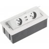 Stolní elektrozásuvka výklopná SOFT, 2x USB, bílá