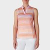 Dámska polokošeľa Callaway Golf STRIPED S/L W/CHEV Placket Polo PAPAYA S