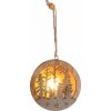 Dekorácia MagicHome Vianoce, Snehuliak v guli, LED, závesná, MDF, 8,5x2x8,5 cm