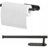 Držiak vešiak na papierové utierky oceľový samolepiaci nástenný čierny