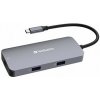 USB (3.2) hub 5-port, 32150, šedá, délka kabelu 15cm, Verbatim, 1x USB C, 2x USB A, 1x HDMI