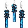 Evolution Group Sada šperkov s krištáľmi Swarovski náušnice a prívesok modrý hrozno 39124.5, darčekové balenie