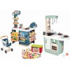 Set kuchynka a supermarket Cherry Kitchen Smoby s elektronickými funkciami a vozík s potravinami