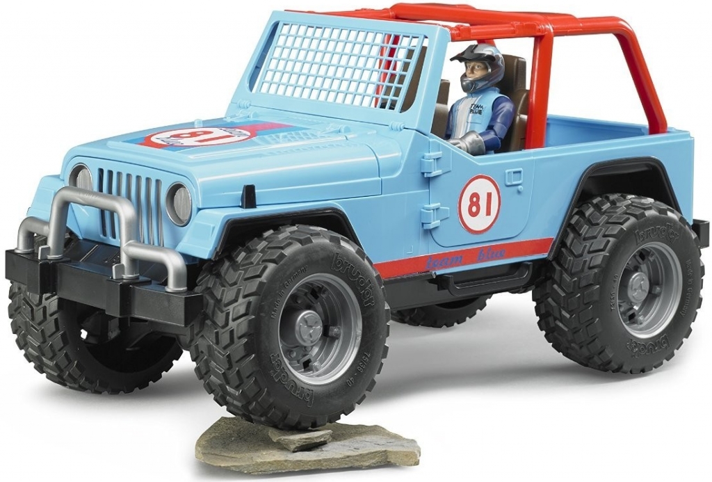 Bruder 2541 Jeep WRANGLER Cross Country modrý s figúrkou jazdca