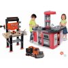 Set kuchynka a pracovná dielňa Tefal Studio XXL Smoby elektronická s magickým bublaním a kamión s kufríkom a náradím