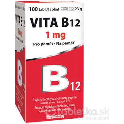 Vitabalans VITA B12 1 mg žuvacie tabliety s príchuťou mäty 100 ks