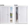 Lacné dvojkrídlové vchodové dvere plastové Soft Plné + Sklo Nisip biele 150x200 cm, ľavé