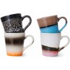 HK living Kameninový hrnček na espresso 70's Funky 80 ml – set 4 ks